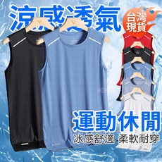 無袖背心 圓領/運動/休閒背心 - 速乾/涼感/吸濕排汗/透氣網眼 男生背心