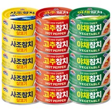 사조참치 100g 3종 15개(살코기참치5+고추참치5+야채참치5), 1개