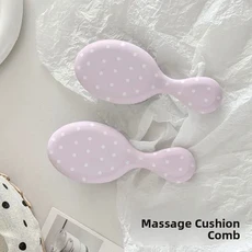 휴대용 미니 폴카 도트 헤어 브러시 마사지 쿠션 컬링 및 정전기 방지 기능이 있는 컴팩트 개인용 스타일링, 05 핑크 도트 에어쿠션 빗 [2개입]