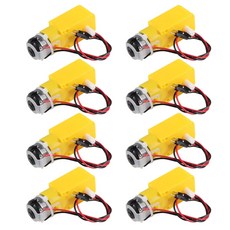 8개 TT 기어박스 모터 DC 3-6V 200RPM 1:48 감속 이중축 2.54mm 배선 아두이노 로봇용, Yellow