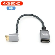 4K 미니 hdmi - HDMI 호환 암 엘보 짧은 케이블.HD 표준 비디오 변환 카메라 연결에 사용, 01 0.2m, 06 Up