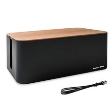 마켓플랜 심플 멀티탭 정리함, 1개, 우드블랙