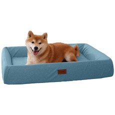 EMME 강아지 베드 3D 지지력 방수 풀폼 우레탄 독창디자인 세탁용 펫소파 애견매트 노령견 강아지 고양이 분리세탁 통기성 쿠션 고반발 미끄럼방지 사계절 겸용 소형견 중형견 다둥이, 1개, Lake Blue