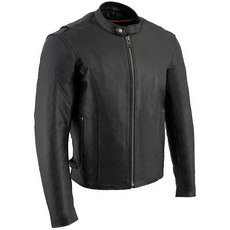 Milwaukee Leather 밀워키 레더 LKM1710 남성용 블랙 클래식 지퍼 프론트 스쿠터 오토바이 재킷 - 5XL, 2X-Large