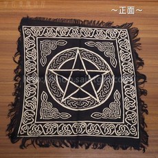 金銀黑 36吋 純棉聖壇布 占卜布 桌布 桌巾 掛布 祭壇 儀式 居家裝飾 拍攝道具 聖哲曼, 1個, 五芒星