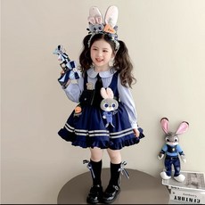 여아 토끼 경찰 코스튬 주토피아st 키즈 캐릭터 코스프레 어린이 할로윈 파티 드레스