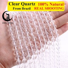 Zhe Ying 브라질 클리어 쿼츠 비즈 라운드 자연 치유 크리스탈 스톤 보석 만들기 15'', brazil clear quartz, 6-6.5mm 58-60pcs, 1개