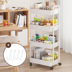 무루어 이동식 틈새 수납 트롤리, 화이트, 4단