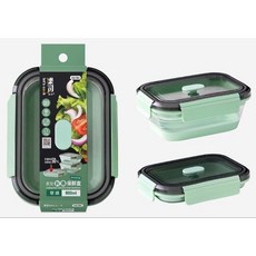 樂司 K6182 長型折疊保鮮盒 矽膠便當盒 600ml, 1個