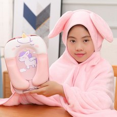 午睡枕 趴睡枕 兒童學生專用午休神器 折疊趴趴枕頭 辦公室午睡護頸枕 學校學生趴睡枕, 一檔：粉色獨角獸+連帽法蘭絨披風