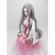 臺灣熱銷 3/1 bjd假髮夜蘿莉娃娃假髮頭套 sd球型公仔頭套高溫絲編髮加厚毛, 銀灰中分捲髮, 1個