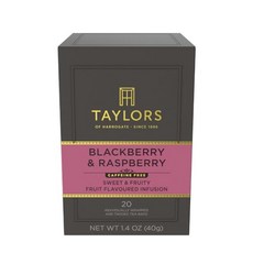 테일러 오브 해로게이트 유기농 캐모마일 허브차 베개형 티 Taylors of Harrogate Organic Peppermint Herbal Tea Pillow Tea Ba, 20 Count (Pack of 1), Blackberry & Raspberry
