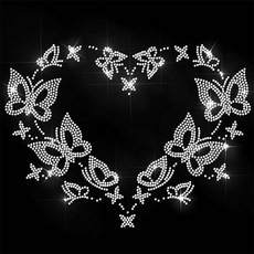 1개 유리 핫픽스 라인스톤 다리미 부착형 아플리케 의상 액세서리 (옷 가방 바지용 나비 모양 297x210mm), 혼합색