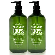 미라클레어 대용량 알로에베라 순도100% 무알콜 수딩젤 수분가득, 2개, 1L