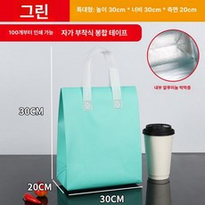 손잡이 보냉팩 다용도 디저트 포장팩 파우치형 단열 호일, 50개, 1L, 그린 특대형