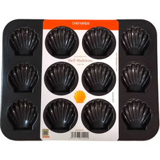 chefmade 學廚 黑色12連貝殼瑪德蓮模具 WK9874 不沾易脫模 烘焙新手必備 大祺百貨, 1個