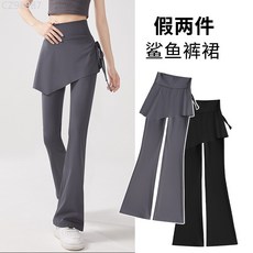 假兩件 抽繩高腰顯瘦瑜伽打底褲