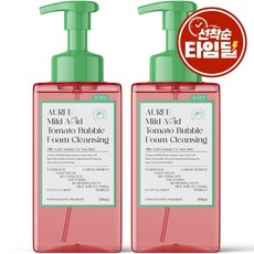 [모공 노폐물 98% 개선] 1+1 아우페 약산성 토마토 폼클렌징 저자극 대용량 세안제 폼클렌저 여성 폼클렌징 1위 클렌징폼 클린징폼, 2개, 500ml