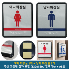 국산 고급형 화장실 점자 표지판 (알루미늄+ABS) 양면테이프 / 장애인 촉지판 표찰 스티커 안내판 화장실표지판, 화장실점자표찰(알루미늄+ABS) 130x150, 1개