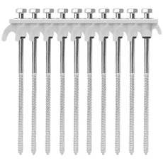 20CM 탄소강 텐트 펙 스파이크 훅 캠핑 텐트 못 나선형 캐노피 말뚝 야외용 10/2개 나사 앵커 텐트 말뚝, 18 White - 10pcs