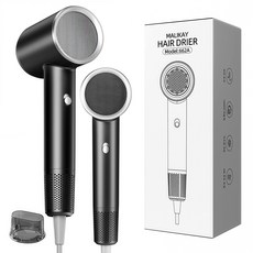 MALIKAY 헤어드라이기 블루음이온 고속 저소음 전문가용 드라이어 1800W EGTFF-1, 블랙은색
