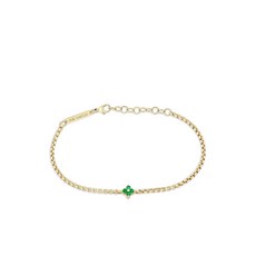 조이치코 14K 골드 에메랄드 다이아몬드 박스 체인 브레이슬릿