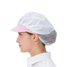 창모자 위생모자 주방모자, 핑크체크/반망사, 1개