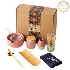AOHAO 말차 도구 9PCS 세트 MATCH WHISK, 2세트, 핑크9PCS