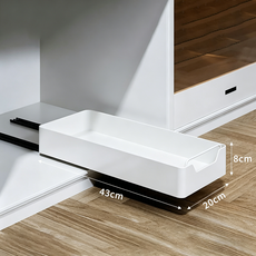 Tixpra 주방 취출식 수납 선반 싱크대 하단장용 조미료 식기 수납함, 1개, 화이트