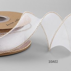 실루엣 리본끈 골드 스노우4cm 10A02, 최소구매수량 1롤 묶음  약 폭 4cm 길이 9m