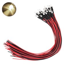 3파이 24V LED 웜화이트 표시등 저항내장형 와이어 케이블 일체형 제어판넬 산업용 전기배선 DIY 전자부품 자동차 오토바이, 10개