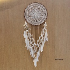 드림캐처 장식 대형 플라스틱 소재 흰색 깃털 벽걸이용 결혼식 소품, F_5잎 40x120cm 베이지