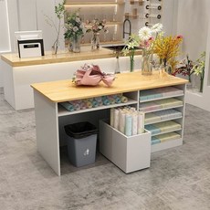 꽃집 작업대 꽃포장 테이블 작업다이 용 블랙 선반 원예 120x60x80cm 공방, B_골드 실크 나무무늬 책상 자가설치