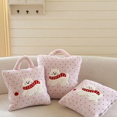 DIU 加厚牛奶絨小狗抱枕被子兩用辦公室客廳手提午休毯疊學生靠墊冬季, 加厚牛奶絨圍巾小狗dm-蜜桃奶霜