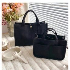 엘리베베 데일리 멀티 포켓 캔버스 기저귀백+이너백 세트, 메탈올블랙