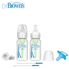 닥터브라운 내로우넥 PP 젖병 (젖병2 젖꼭지2 통기솔2 젖병마개2 쪽쪽이1), 2개, 120ml, 흰색