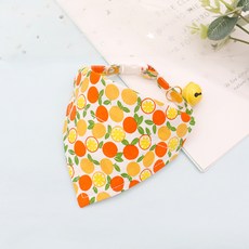 DZER 애완 동물용 귀여운 과일 패턴 목걸이 강아지 고양이 목도리 사계절 사용 가능, S, 오렌지
