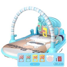 嬰兒健身架音樂腳踏琴玩具 0-36個月鋼琴遊戲墊, 基礎版 藍色墨鏡羊 電池款, 1個