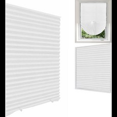 창용 블라인드 자체 접착식 주름 블라인드 무선 드릴 없음 패브릭 룸 어두워지는 음영 욕실용 정전 음영, [00] Blind Shade White, [00] 60cm W x 150cm L