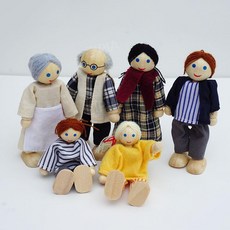 ZIPIA 원목 인형의 집 돌하우스 하우스 놀이 인형 가구, K. 그레이인형패밀리