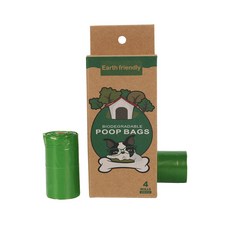 寵物垃圾袋 可降解環保背心袋 寵物拾便袋 背心式連捲袋 特價秒殺 寵物清潔用品 環保材質 方便抽取, 1個, 4捲轉