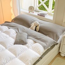 샤일리 호텔 이불 커버 세트 출장 여행 올인원 침대 시트, 그레이세트