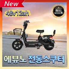 에뷰노 세련된 전기스쿠터 출퇴근 고출력 리튬배터리 대용량 성인용 나들이 전기자전거, 1. 블랙, 경량스틸