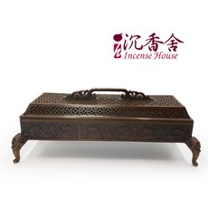 【沉香舍】陳巧生製銅薰香爐 雙龍戲珠紋長方香薰爐 臥香爐 線香爐 純銅爐 附收藏證書保證正品 經典爐款, 1個