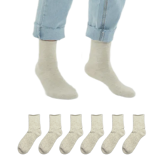 청춘양말 무압박 조임없는 무봉제 쿠션 양말 중목 6켤레, 크림, 6개