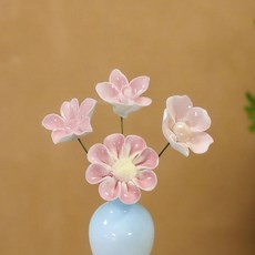 景德鎮 藍色牡丹陶瓷花飾 1枝, 太陽花套裝（不含瓶）