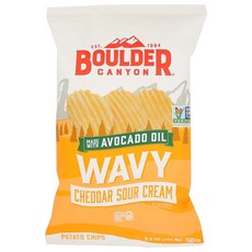 BOULDER CANYON 온 WAVY 웨이비 Cheddar Sour Cream 크림 Potato Chips 5.5 OZ569622, BOULDER CANYON 온 WAVY 웨이비 Ched