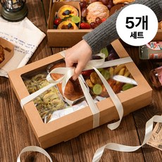 피크닉 디저트 선물 박스 크래프트 상자 포장 케이스 세트, 5개, 크라프트M