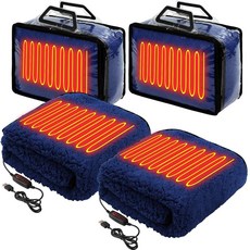 Tuanse 2피스 온열 전기 자동차 담요 5v USB 전원 전기 담요 타이머 및 온도 컨트롤러 포함 휴대용 겨울 난방 담요 홈 오피스 캠핑 RV 트럭 여행용 (카키 램, 램스울, 네이비
