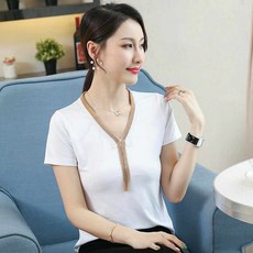 여성 라인 상의 큐빅 스포츠 라틴 긴팔 댄스복 화이트 반팔 체인, 1개